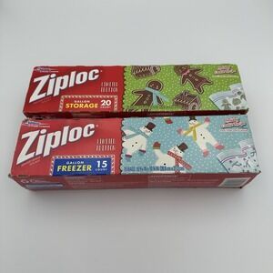 Ziploc Holiday Limited Edition Gallon Christmas Bags 2 Packs Snowman Gingerbread